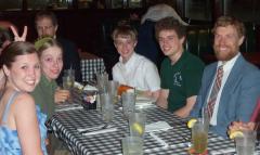 Sonja, Jocely, Phil, Kevin, and Scott at the restaurant table